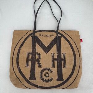 Macy's Vintage Thrifty Tote Bag Burlap Jute R.H. Macy & Co Reusable Shopper NYC